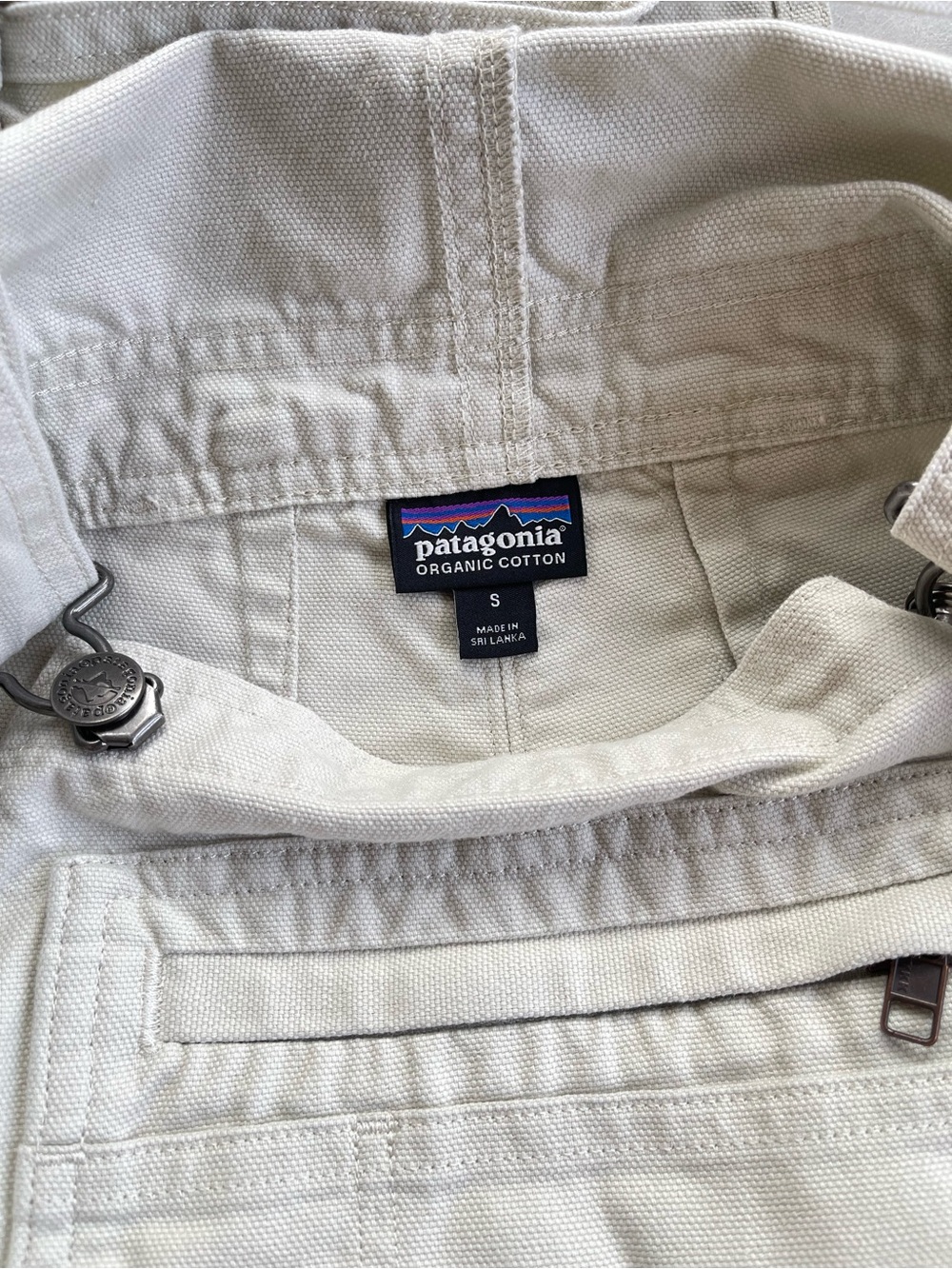 Patagonia Stand Up Off-White Cream Shortalls Overalls Cotton Bib Pocket Size S - Picture 8 of 10